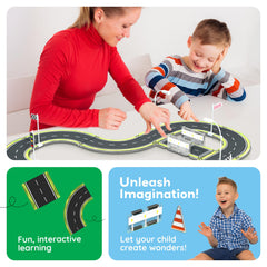 PicassoTiles magnetic tiles extend playtime by turning blocks into a dynamic racing infrastructure.
