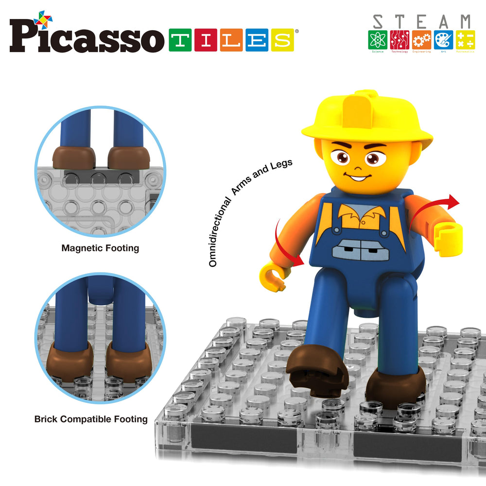 PicassoTiles omnidirectional action figure, flexible joints for diverse poses and storytelling.