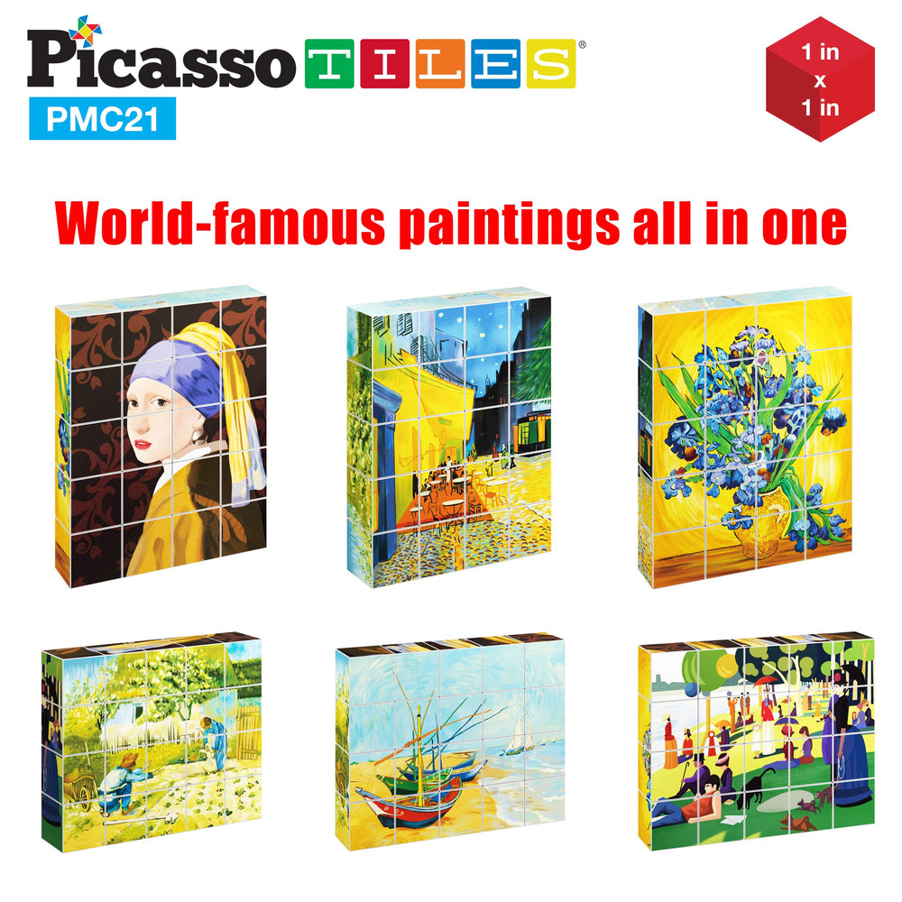 PicassoTiles PMC21 Girl with a Pearl Earring blocks teach artists' styles hands-on.