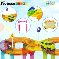 PicassoTiles PTMR40 slopes and columns enable dynamic race layouts.