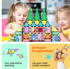 PicassoTiles vibrant colors stimulate visual exploration during building.