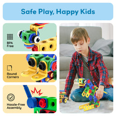 PicassoTiles 201pc lets kids create vehicles, robots, and more during imaginative play.