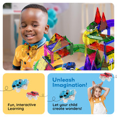 PicassoTiles 3D race track designs foster spatial reasoning and creativity.