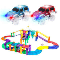 PicassoTiles 50pc Racecar Track assembly promotes magnetic, hands-on problem-solving for kids.