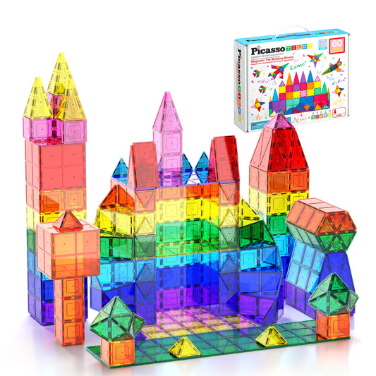 PicassoTiles 60-piece set tiles for creative 3D building and hands-on learning.