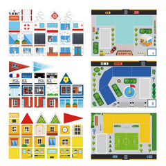 PicassoTiles 80pc school map overlay for imaginative learning and spatial practice