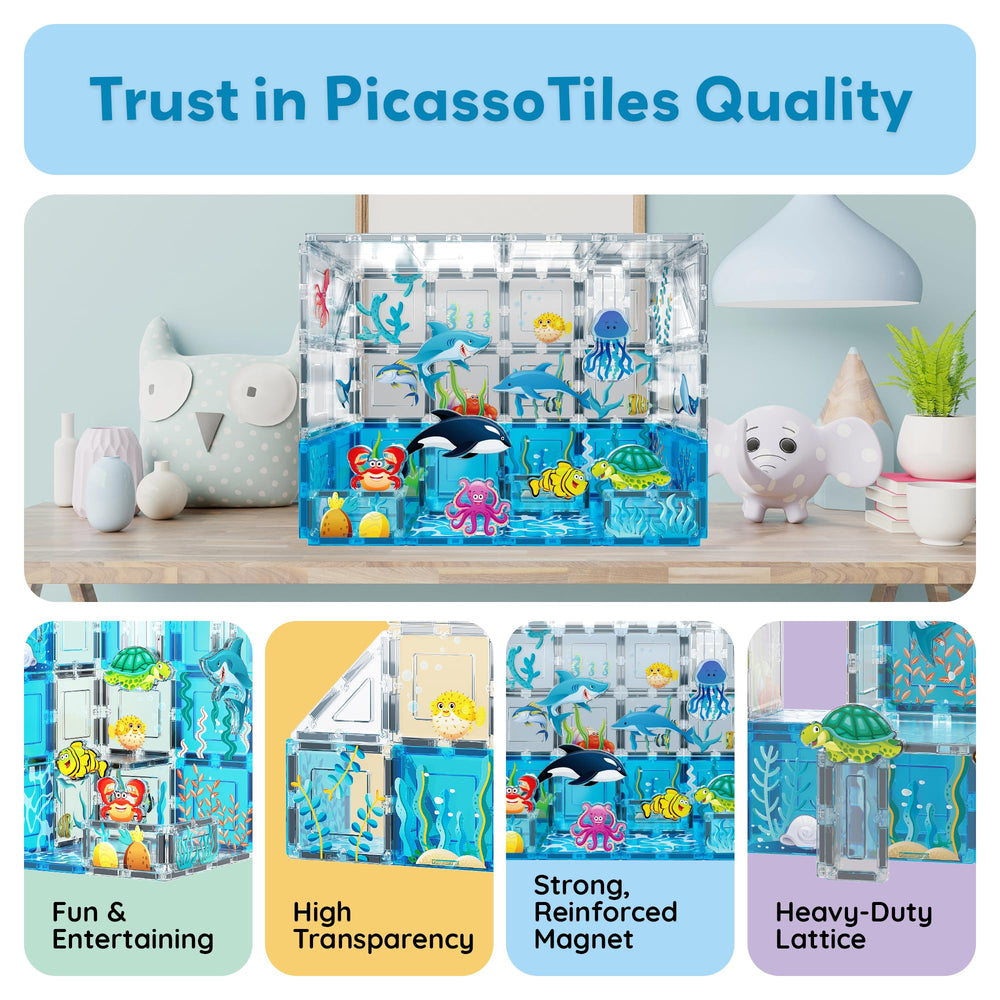 PicassoTiles aquarium octopus figure enhances fine motor control.
