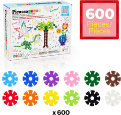 PicassoTiles interlocking discs close-up demonstrates easy click-together assembly for kids.
