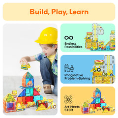 PicassoTiles bulldozer supporting tactile building and problem solving