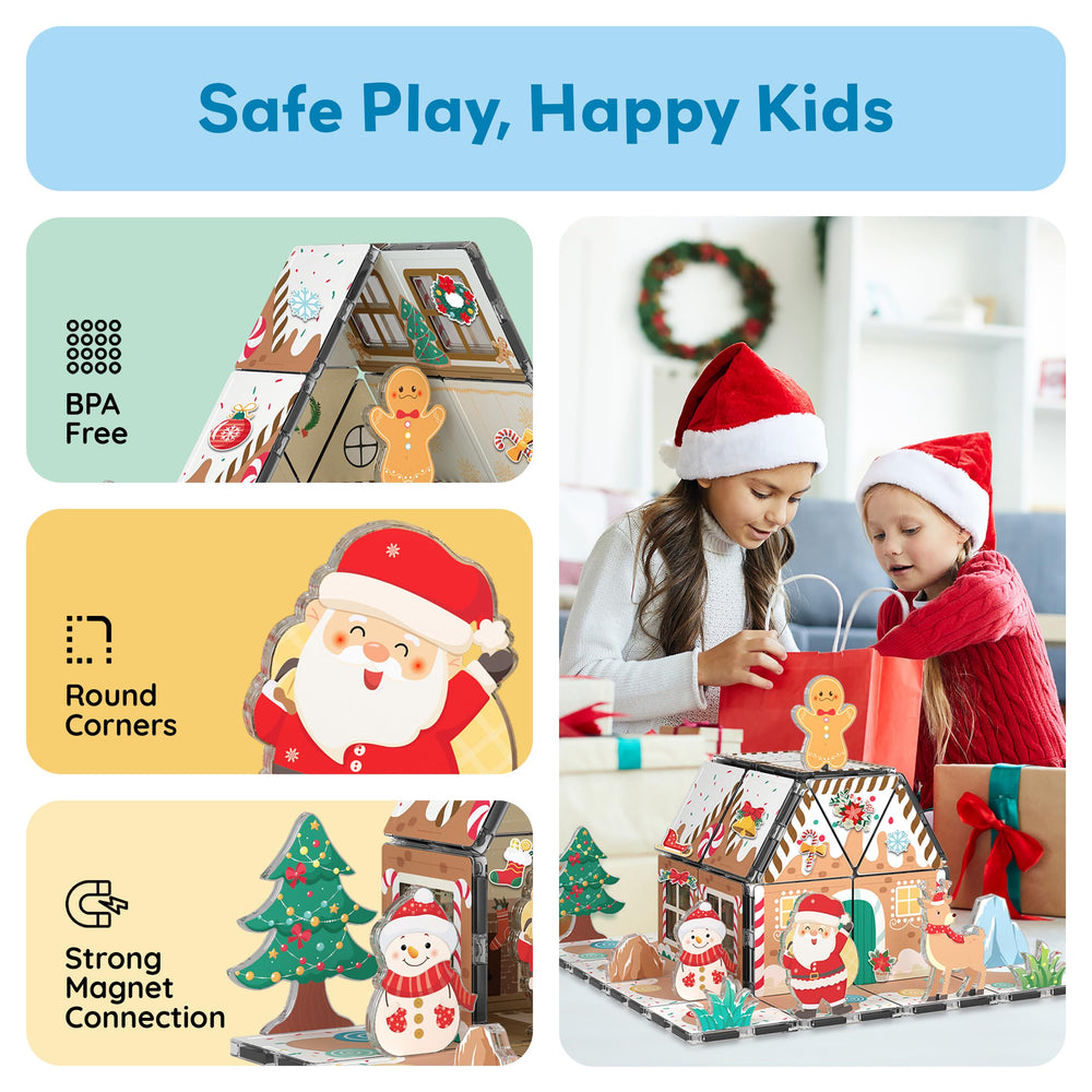 PicassoTiles candy cane tile adds bright accents and creative scenes.