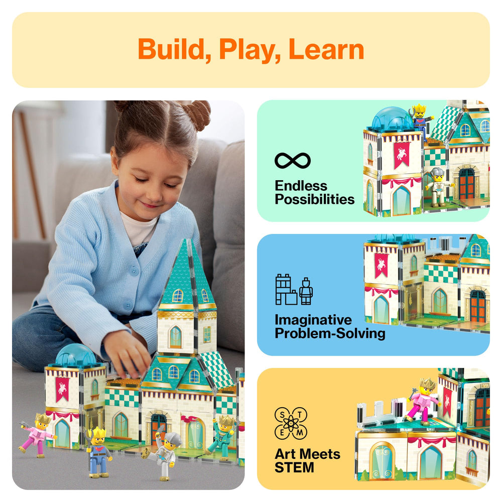 PicassoTiles character accessories enable varied castle adventures