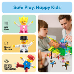 PicassoTiles characters bring scenes to life, supporting pretend play and collaboration