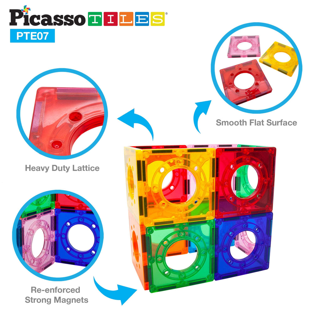 PicassoTiles colorful STEM tiles encourage imaginative building and collaborative learning.