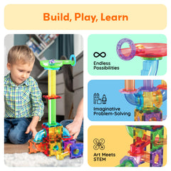 PicassoTiles colorful tiles promote bright, collaborative construction sessions.