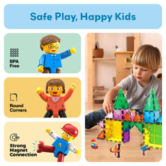 PicassoTiles compatibility with magnetic tiles for expanded play surfaces