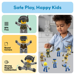PicassoTiles construction-building-block tiles enable modular setups for collaborative play.