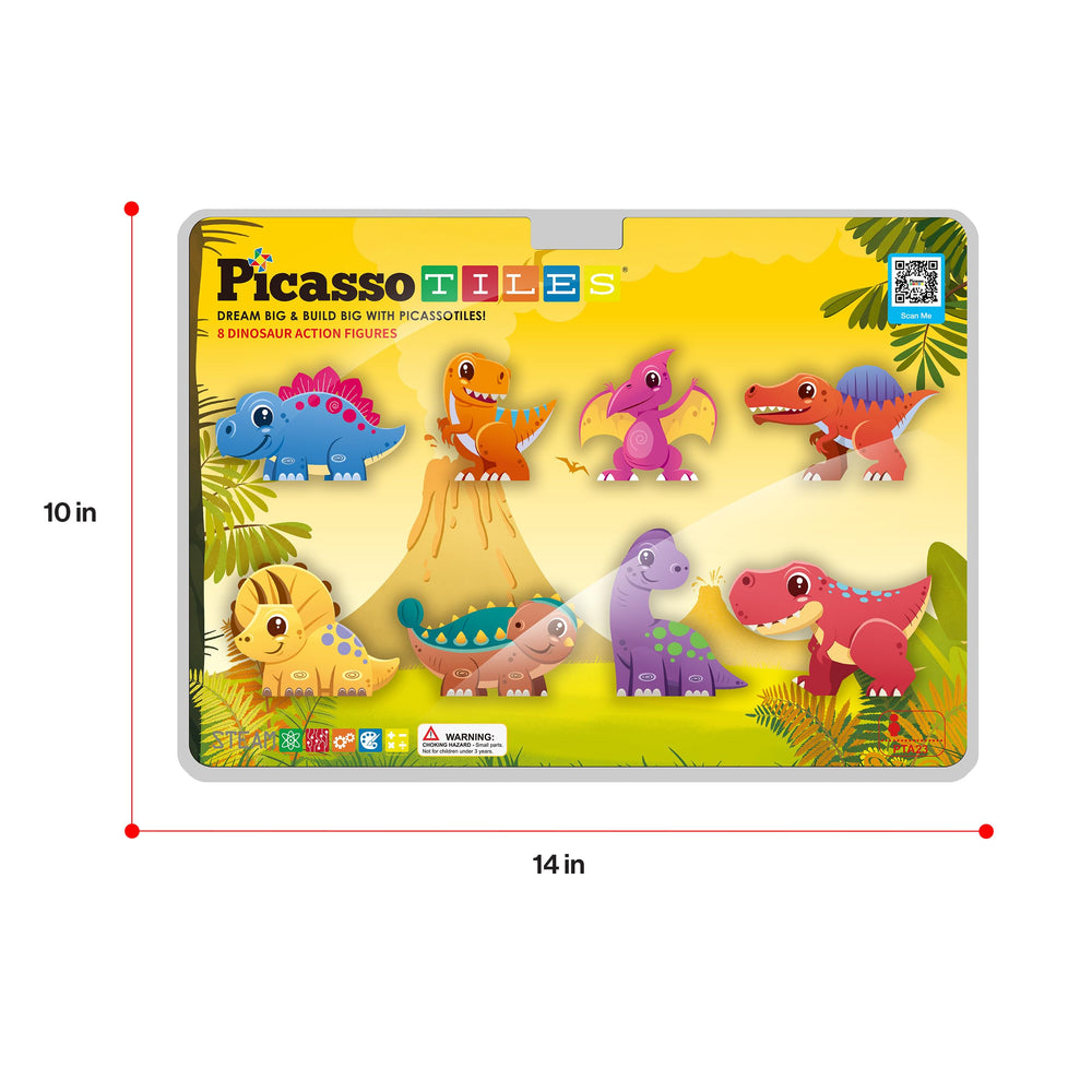 PicassoTiles Dinosaur Adventure universal compatibility enables seamless mix-and-match with other magnetic tiles.