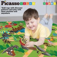 PicassoTiles dinosaur set packaging includes all pieces for classroom or family fun.