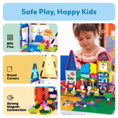 Dry-erase markers included with PicassoTiles for drawing on the tabletop surface.