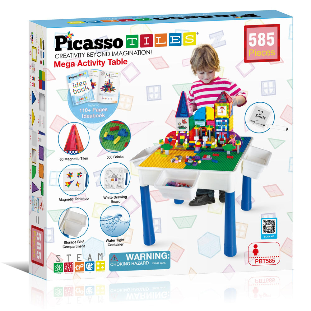 Expandable PicassoTiles ecosystem shown with compatibility to other brick sets.