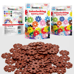 PicassoTiles family-friendly playtime with brown discs encourages collaborative creativity.