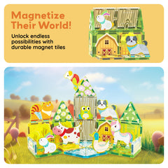 PicassoTiles farm cow figure blends farm scenes with imaginative play.