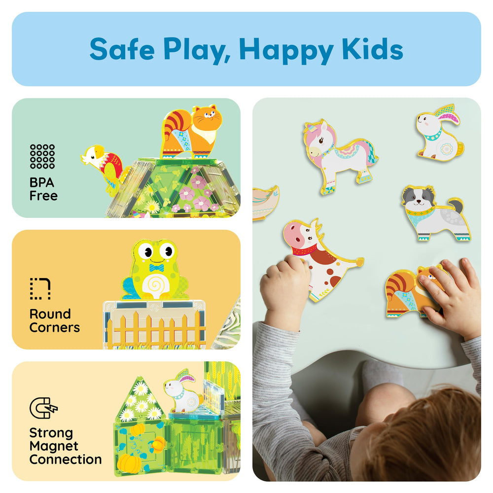 PicassoTiles farm dog figure encourages collaborative storytelling and shared imagination.