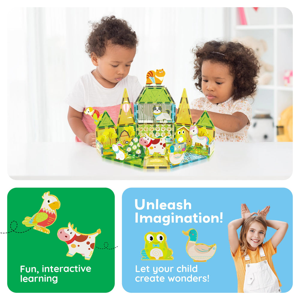PicassoTiles farm rabbit figure supports counting and sorting in play.