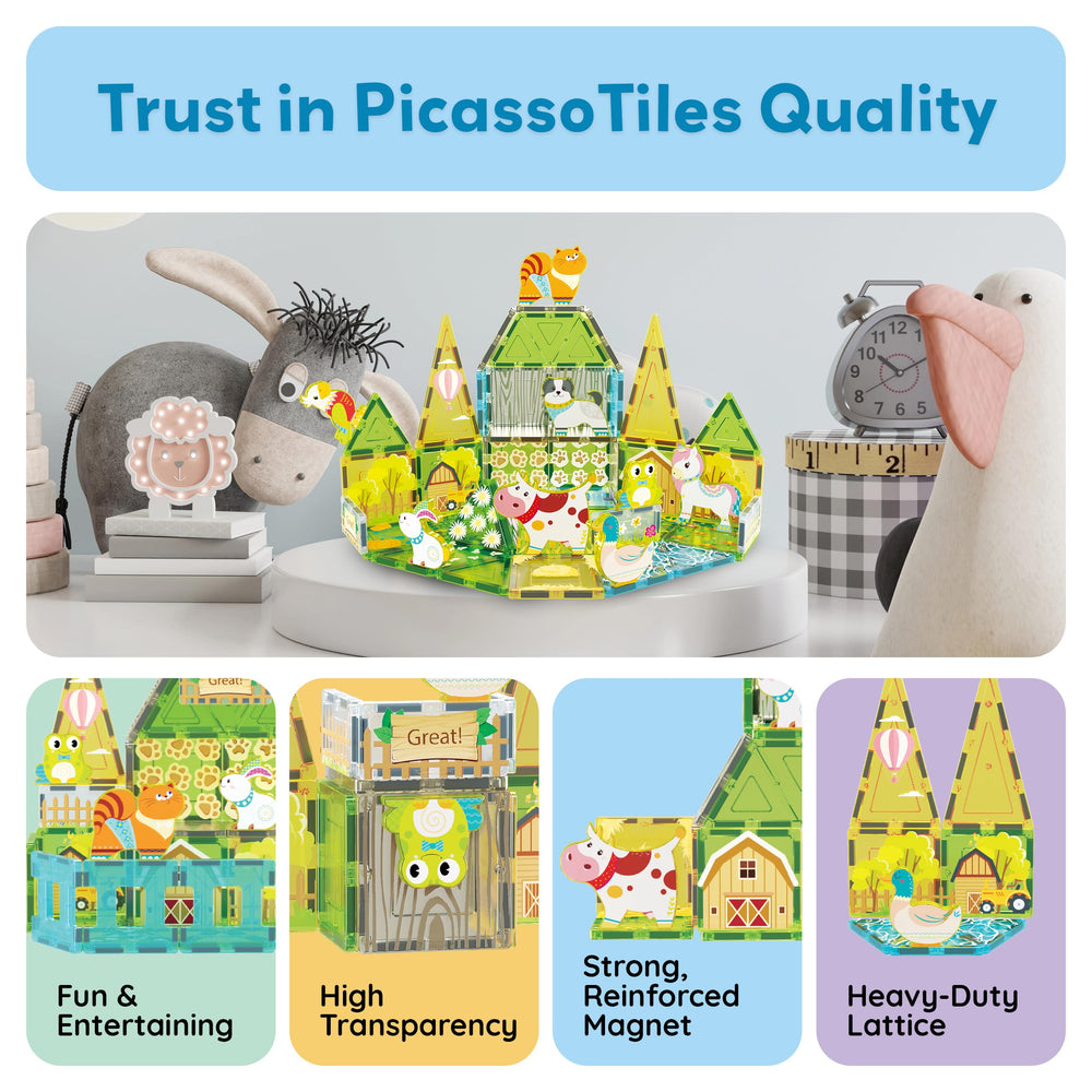 PicassoTiles farm unicorn figure adds magical world-building and creative narratives.