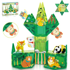 PicassoTiles forest animal set pack featuring eight magnetic figures for imaginative play.