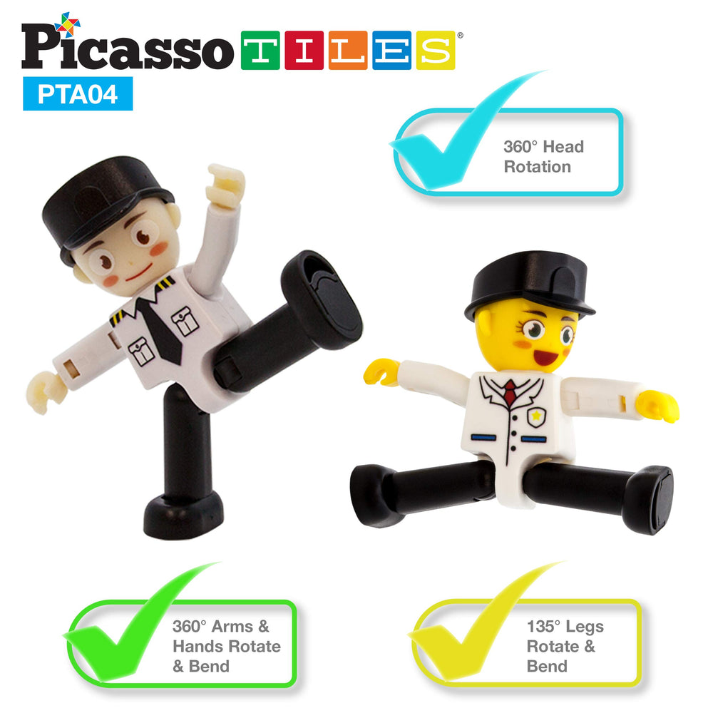 PicassoTiles girl pilot figure for role play and motor skill development.