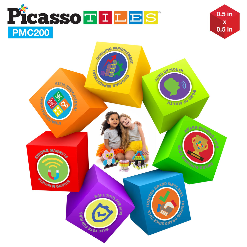Group play with PicassoTiles promotes teamwork during STEM-inspired challenges.