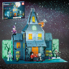 PicassoTiles haunted house front-view tiles invite imaginative spooky builds and storytelling.
