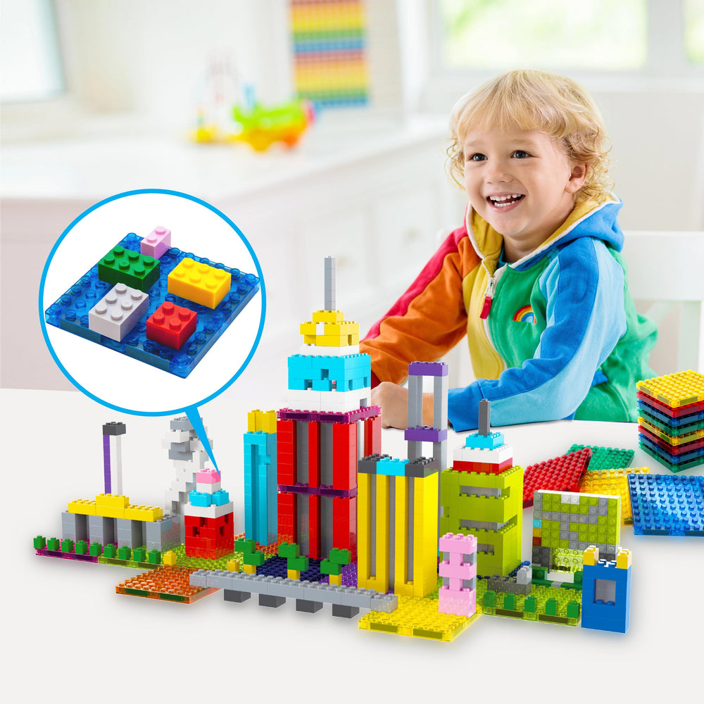 PicassoTiles interlocking brick tiles encourage strong structures and safe stacking.