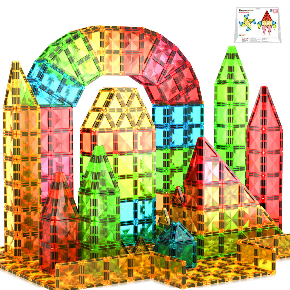 PicassoTiles kid-on-trip play captures learning during travel and waiting.