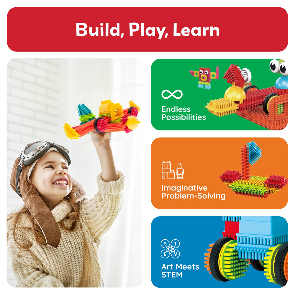 PicassoTiles kids building at table shows collaborative play and fine motor practice.