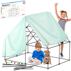 PicassoTiles fort-building kit assembly showing modular connectors for stable, imaginative builds.