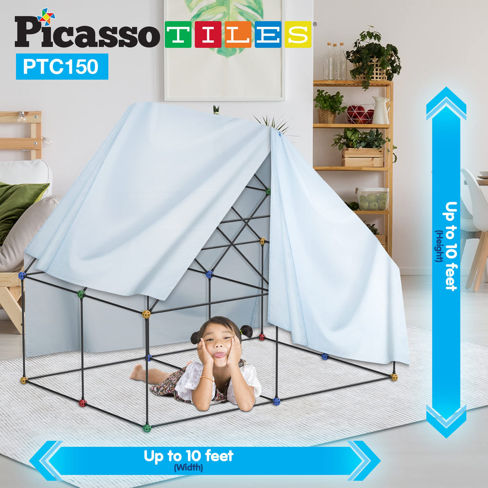 PicassoTiles fort-building outdoors set for backyard creativity and hands-on STEM exploration.