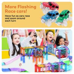 PicassoTiles LED cars run on 2 AA batteries per car