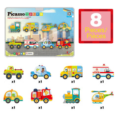 PicassoTiles leopard magnetized figure enhances varied characters in STEM-based city builds.