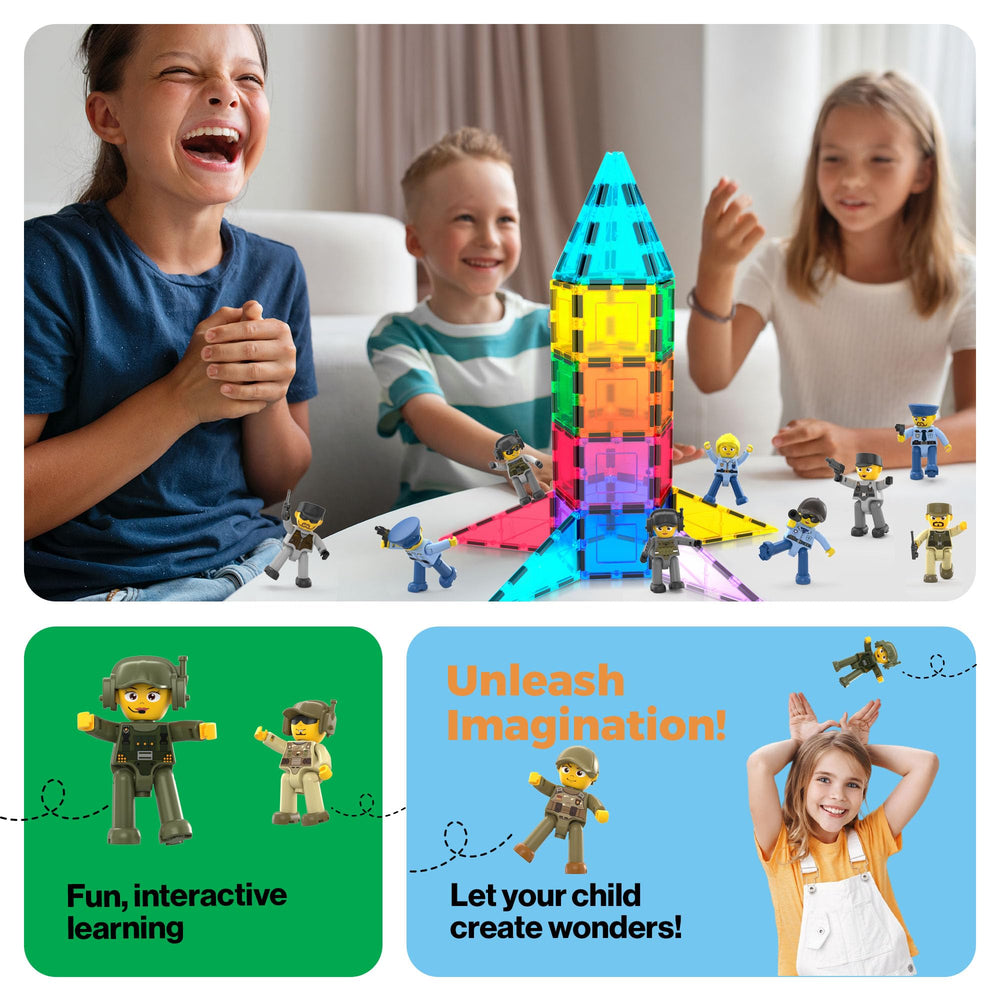 PicassoTiles magnet expansion variety pack adds exciting new characters for expanding imagination.