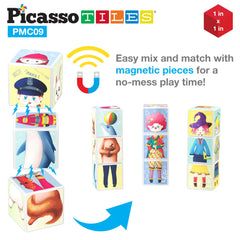 PicassoTiles Magnetic Expression creative-building setup enables 2D and 3D design play.