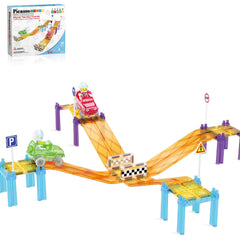 PicassoTiles magnetic race track street signs for storytelling and guided play