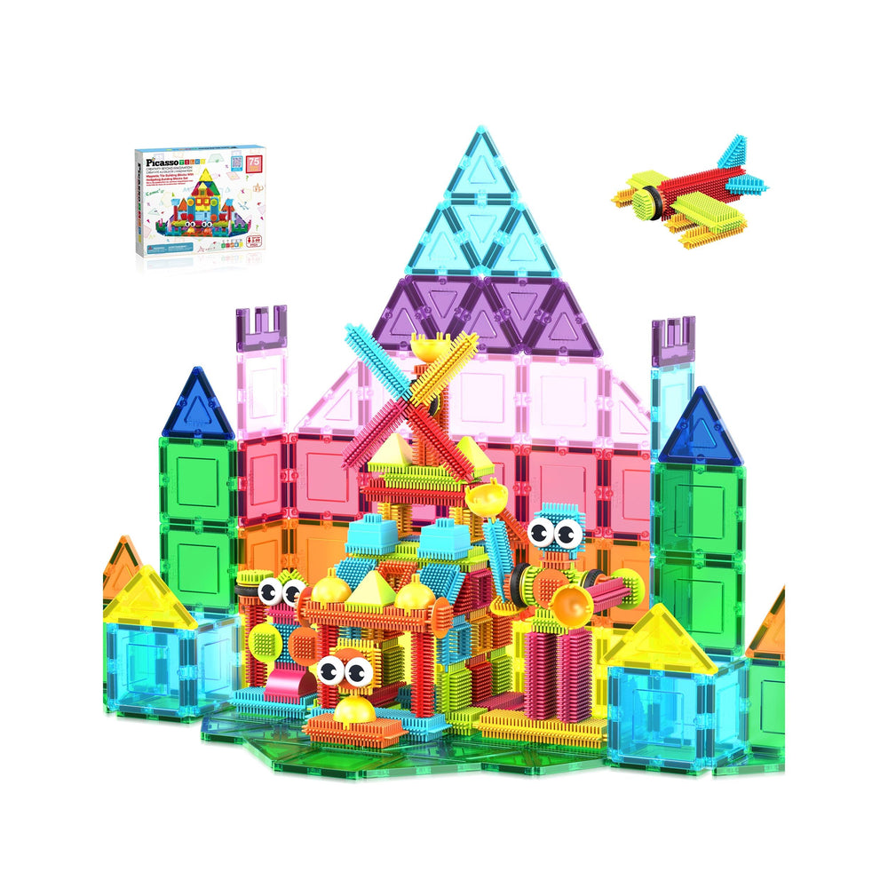 PicassoTiles magnetic tiles hedgehog set for creative construction play