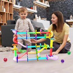 PicassoTiles magnetic tiles colorfully arranged for interactive play and spatial awareness.
