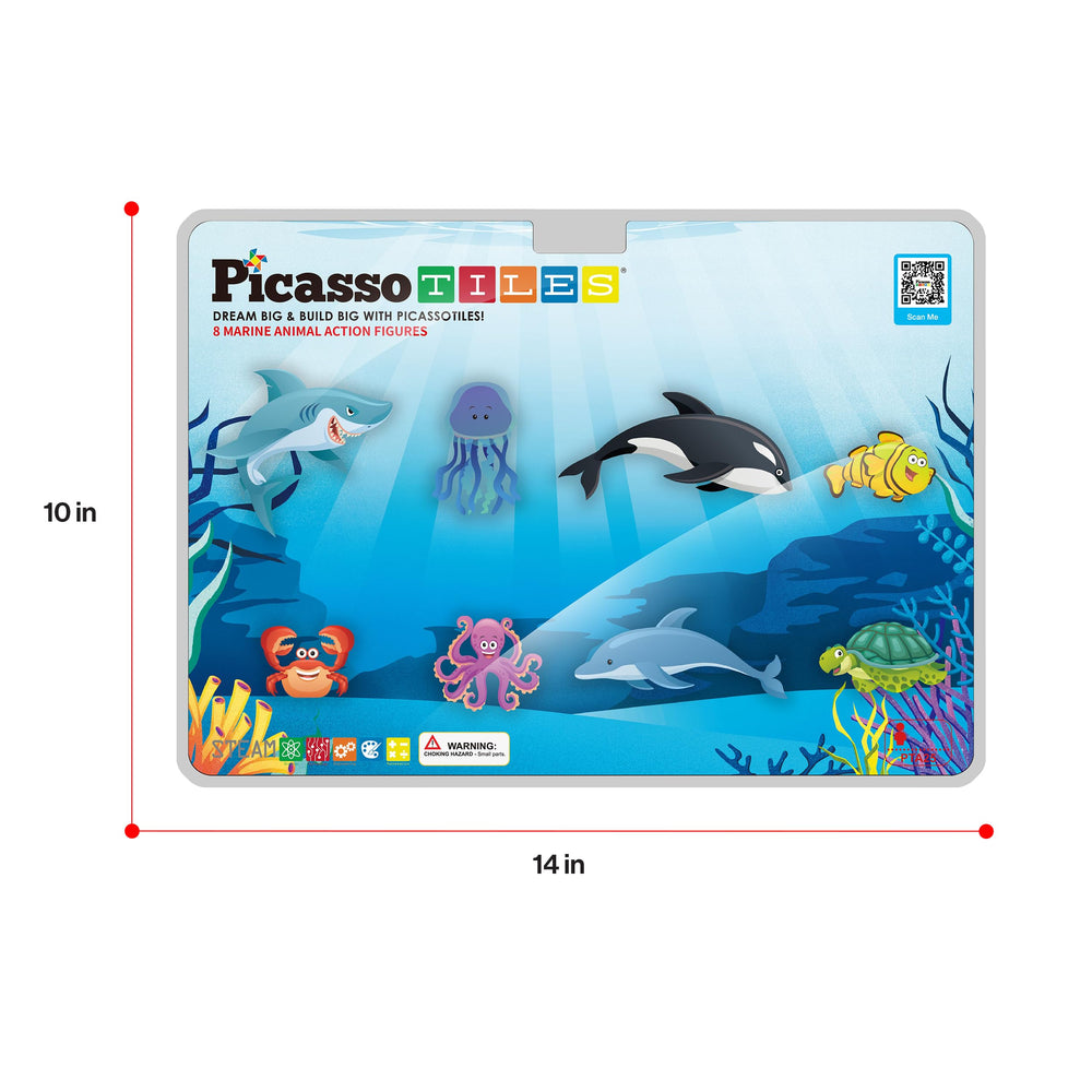 PicassoTiles marine action figures set unlocks endless magnetic play.