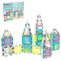 PicassoTiles Mermaid tiles front view inspire imaginative play and early geometry exploration.