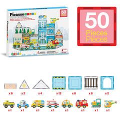 PicassoTiles Metro City figures encourage imaginative scenarios during construction play.