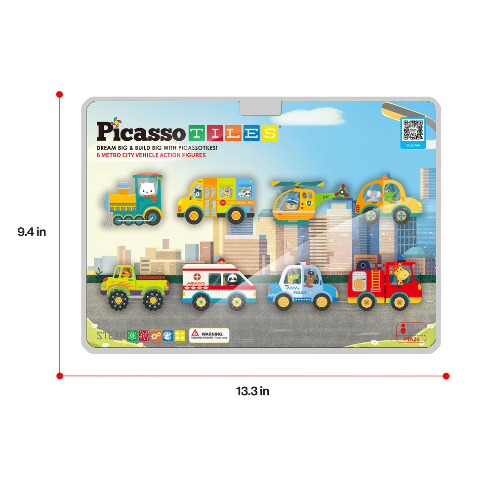 PicassoTiles metro city set box-art shows expansion potential for playrooms.