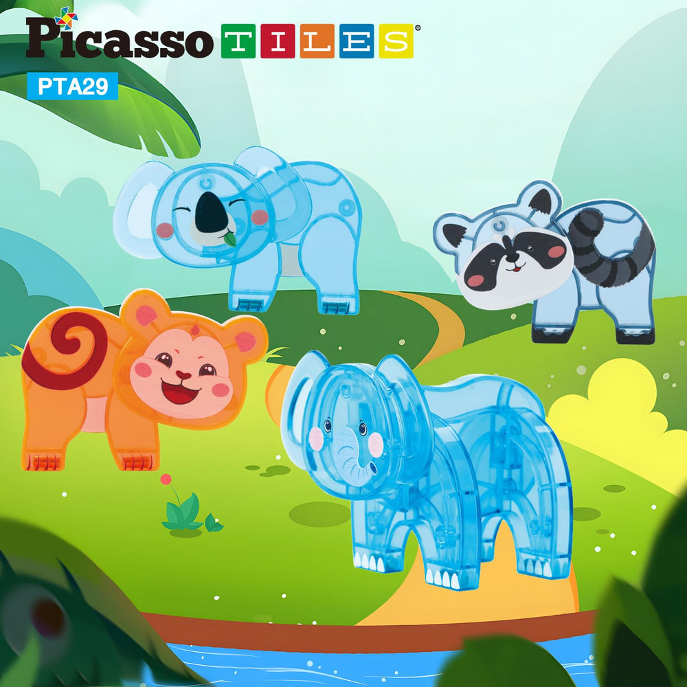 PicassoTiles monkey action figure designed for colorful pretend play with interchangeable parts.